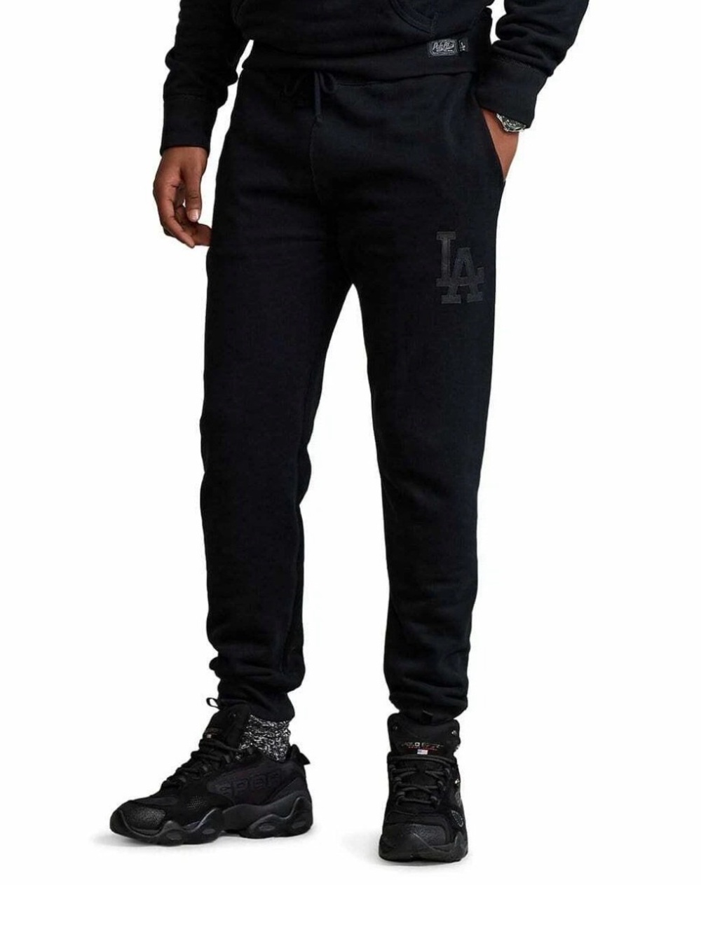 Polo Ralph Lauren Los Angeles LA Dodgers MLB Black Leather Ltd Ed Jogger Pants